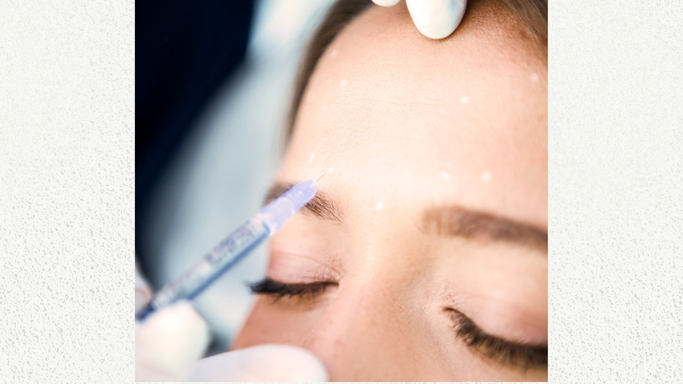 Botox injection into forehead